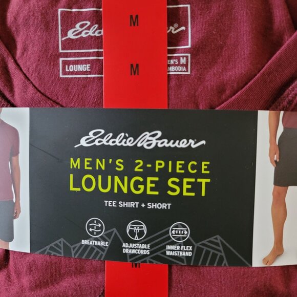 Eddie Bauer Men's 2 Piece Lounge Set Medium T-Shirt Shorts Sleepwear Drawstring - Picture 2 of 5